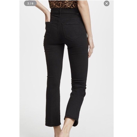 MOTHER Anthropologie The Insider Crop Jeans 26 in Not Guilty Black Hemmed Flare - Picture 1 of 15